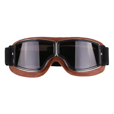 (Brown-Grey) Retro Style Vintage Motorcycle Goggles Helmet Protective Eyewear for Outdoor Sports