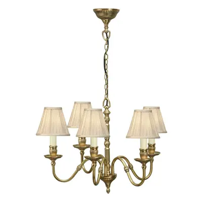 Opulent Hanging Ceiling Pendant Light Solid Brass Beige Shades Lamp Chandelier