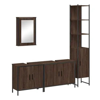 (brown oak) vidaXL Bathroom Furniture Set Piece Sink Cabinet Brown Oak Engineered Wood