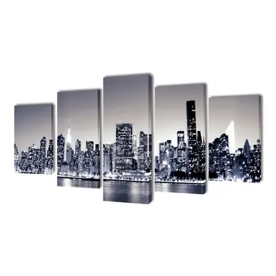 Canvas Wall Print Set Monochrome New York Skyline x cm