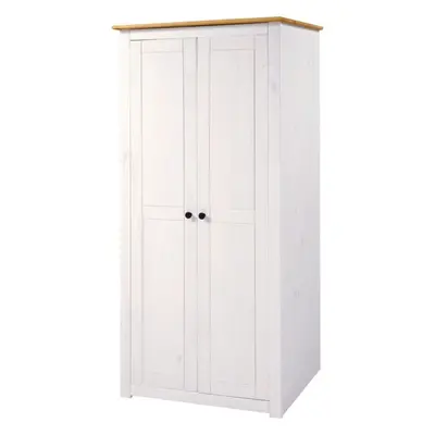 Panama Door Wardrobe in White and Natural Wax Finish