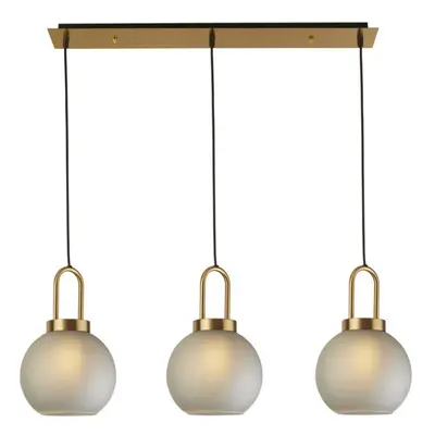 Searchlight Snowdrop Light Bar Pendant, Brass, Acid Glass