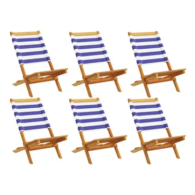 (blue and white, pcs) vidaXL Folding Garden Chairs pcs Chairs Cream White Fabric and Solid Wood