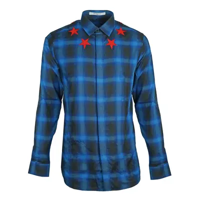 Givenchy Blue Check Star Detail Shirt