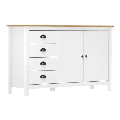 vidaXL Solid Wood Pine Sideboard Hill White 130x40x80 cm Wooden Side Cabinet