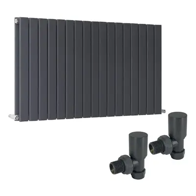 (600 x 1158mm Double) Warmehaus Flat Panel Horizontal Vertical Radiator with Angled Valves