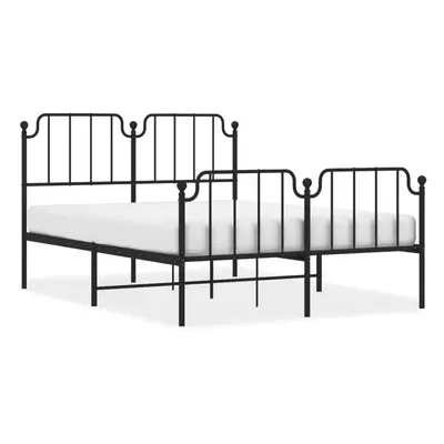 (black, x cm/with headboard & footboard) vidaXL Metal Bed Frame Home Bedroom Bed Base Mattress F