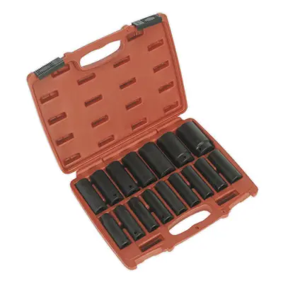 16 Piece Impact Socket Set - 1/2" Sq Drive - Deep Sockets - Corrosion Resistant