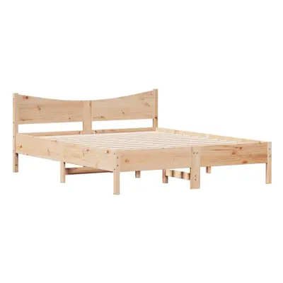 vidaXL Bed Frame with Headboard Bed Base 150x200 cm King Size Solid Wood Pine