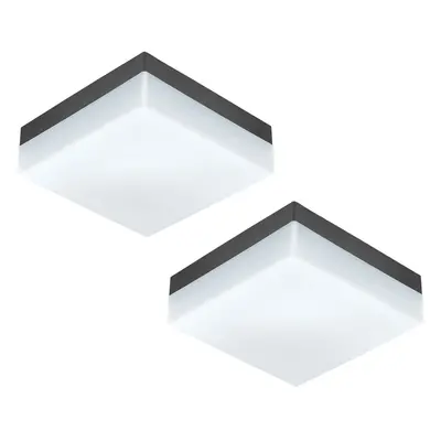 2 PACK IP44 Outdoor Wall Light Anthracite Plastic 8.2W LED Porch Lamp