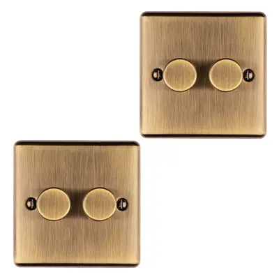 2 PACK Gang 400W LED Way Rotary Dimmer Switch ANTIQUE BRASS Dimming Light