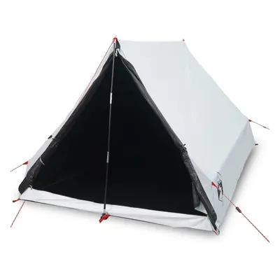 vidaXL Camping Tent A-Frame 2-Person Tent White Blackout Fabric Waterproof