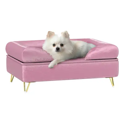 PawHut Dog Sofa Pet Couch w/ Removable Backrest Cushion Washable Cover - Pink