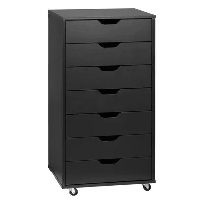 Vinsetto Mobile Filing Cabinet, 7-drawer File Cabinet with Wheels, Black