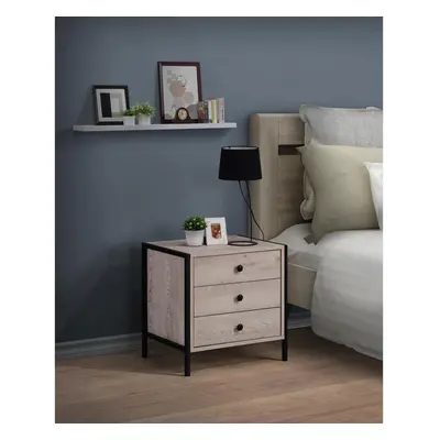 Zahra Bedside Table Cabinet Bedroom Furniture Nightstand Drawer Ash Oak Colour