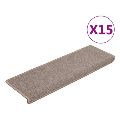 vidaXL 15x Carpet Stair Treads 65x25cm Light Brown Stair Protector Decoration