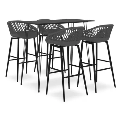 vidaXL Bar Set Piece Black and Grey Kitchen Dining Room Chair Stool Table