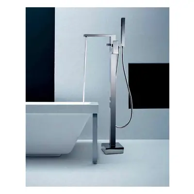 Brayton Square Freestanding Bath Shower Mixer And Basin Sink Mixer Tap With Waste