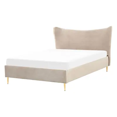 Bed Velvet CHALEIX x cm (EU Double) Taupe