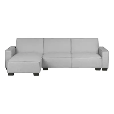 Right Hand Fabric Corner Sofa Bed Light Grey ROMEDAL