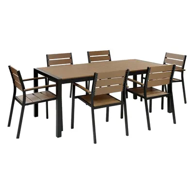 Garden Dining Set VERNIO 180x90x76 cm Light Wood-Black