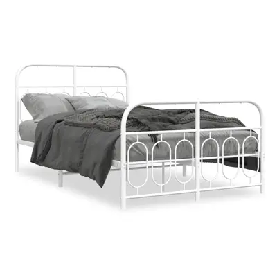 (white, x cm/ with headboard & footboard) vidaXL Metal Bed Frame with Headboard and Footboard Be