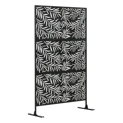 Outsunny 6.5FT Metal Outdoor Privacy Screen Panel w/ Stand and Expansion Screws