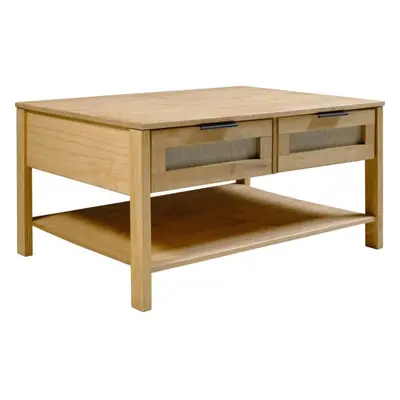 Corona Rattan Drawer Coffee Table in Distressed Wax Pine