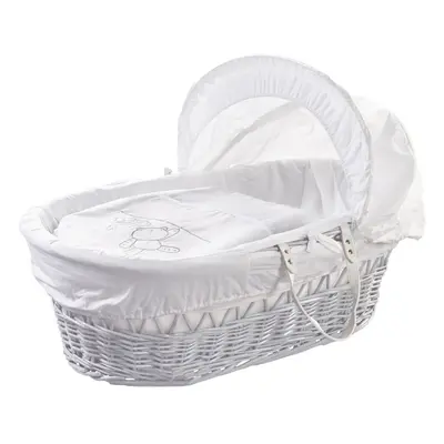 White Teddy Wash Day White Wicker Moses Basket With Mattress