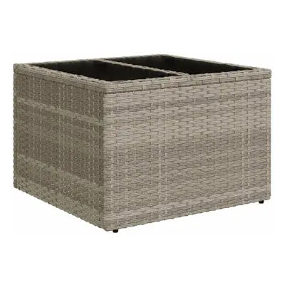 vidaXL Garden Table with Glass Top Outdoor Dining Table Light Grey Poly Rattan