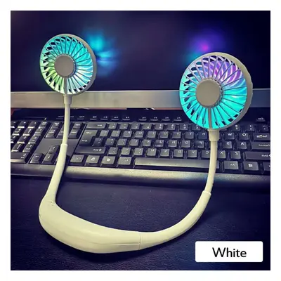 (4) Speed Adjustable Hand Free USB Personal Fan Aromatherapy Portable Handheld Mini LED Headphon