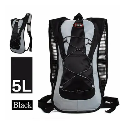 (Black) 5L Running Hydration Backpack Rucksack 2L Straw Water Bladder Bag For Hiking Climbing