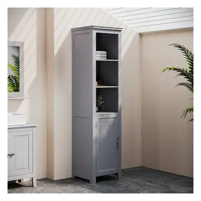 (Grey) Freestanding Bathroom Tall Cabinet with Blind Door