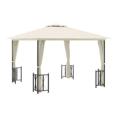 (cream, x m) vidaXL Gazebo with Sidewalls & Double Roof Tent Multi Colours 3x3 m/3x4 m