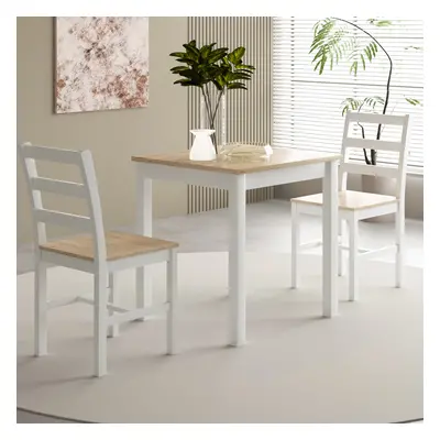 (White With Natural Table Top, Small Table With Chairs) Wooden Dining Set Available in Sizes and