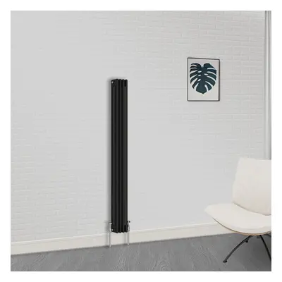 (1800 x 200mm-3 Column) NRG Traditional Black Horizontal Vertical Bathroom Cast Iron Radiator