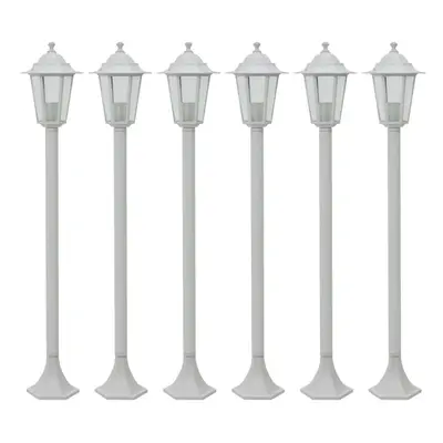 vidaXL 6x Garden Post Lights E27 110cm Aluminium White Patio Lamp Lantern