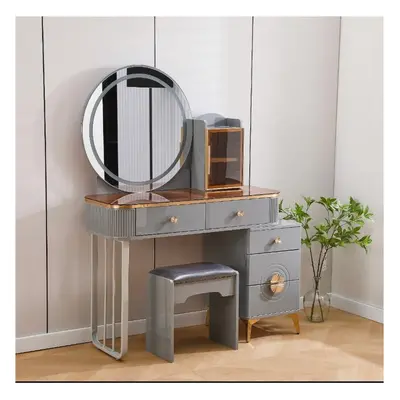 HIGH GLOSS BEDROOM DRESSING TABLE GREY AND GOLD