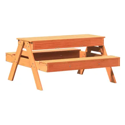 vidaXL Picnic Table with Sandpit for Kids Play Table Wax Brown Solid Wood Pine