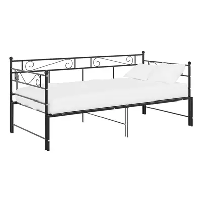 vidaXL Pull-out Sofa Bed Frame Black Metal Sleepover Occasional Guest Resting