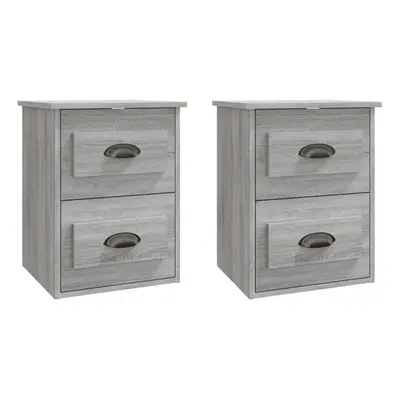 (grey sonoma, pcs) vidaXL Wall-mounted Bedside Cabinets Floating Storage Cabinets Hanging Cabine