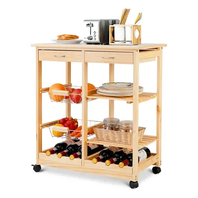 Kitchen Trolley Cart Rolling Island Shelves Cupboard Drawers Baskets