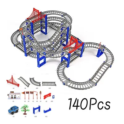 (140 Pcs) 80/91/140Pcs DIY Assembly Electric ABS Track Car Model Set Puzzle Educational Toy for 