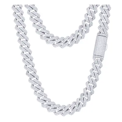 (22) Jewelco London Silver CZ Set Cuban Chain 10.0mm - ABB201