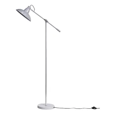 Retro Cool Grey/Chrome Adjustable Stem Retro Shade Floor Lamp - Complete with a 6w LED GLS Bulb 