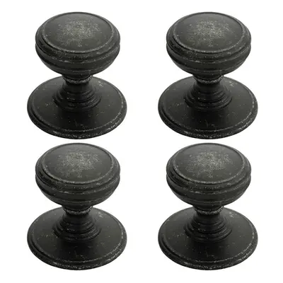 4x Ringed Tiered Cupboard Door Knob 38mm Diameter Pewter Cabinet Handle