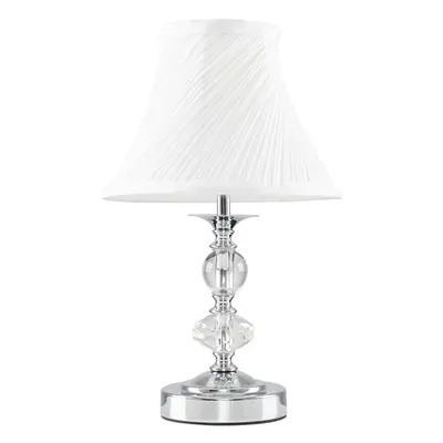 Modern Polished Chrome and Glass Touch Table Lamp with Pleated White Shade - Complete with a 5w 