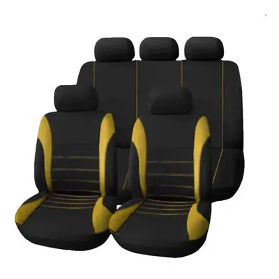 (Yellow) 9pcs Universal Car Seat Cover Cloth Art Auto Interior Decoration