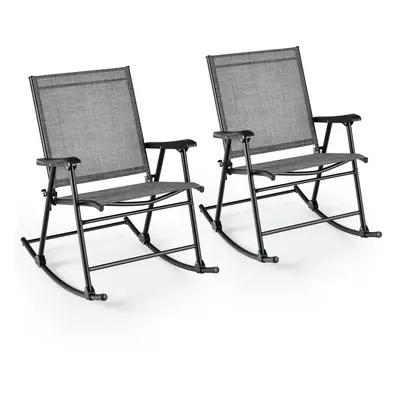 Set of Folding Rocking Chair Outdoor Patio Rocker Armchair Sun Lounger