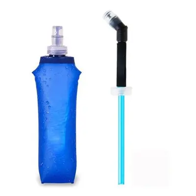 (Blue, 500ml) Foldable Silicone Soft Flask Water Bottle Traveling Running Kettle Hydration Pack 